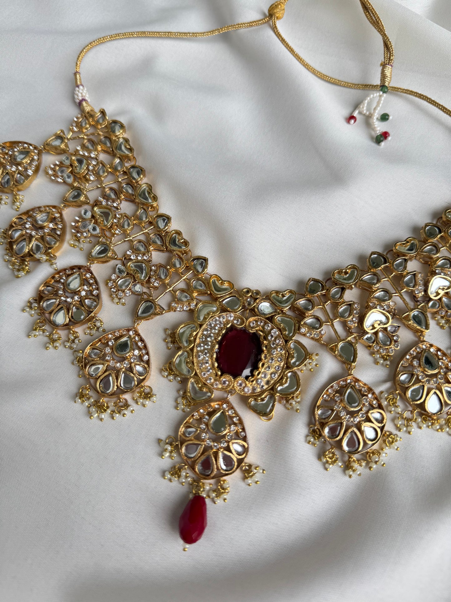 ~MEHER GUL KUNDAN AND RUBY BRIDAL SET~