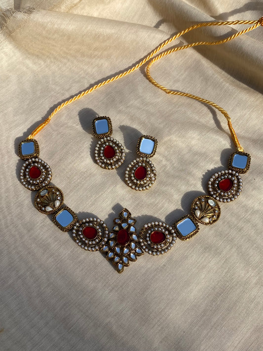 ~NOOR E RUBY KUNDAN NECKLACE SET