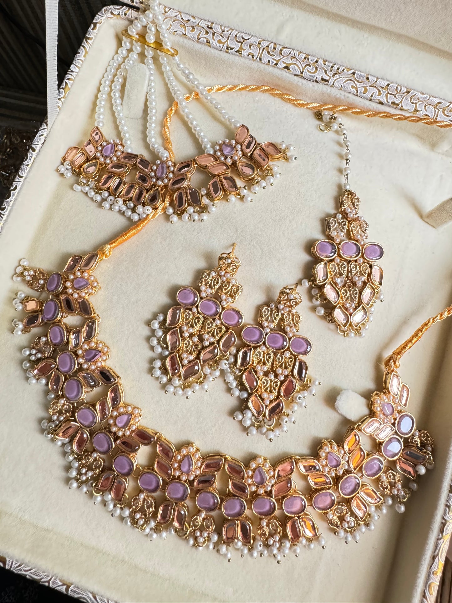 ~SHEESHUM SET IN LILAC AND KUNDAN~