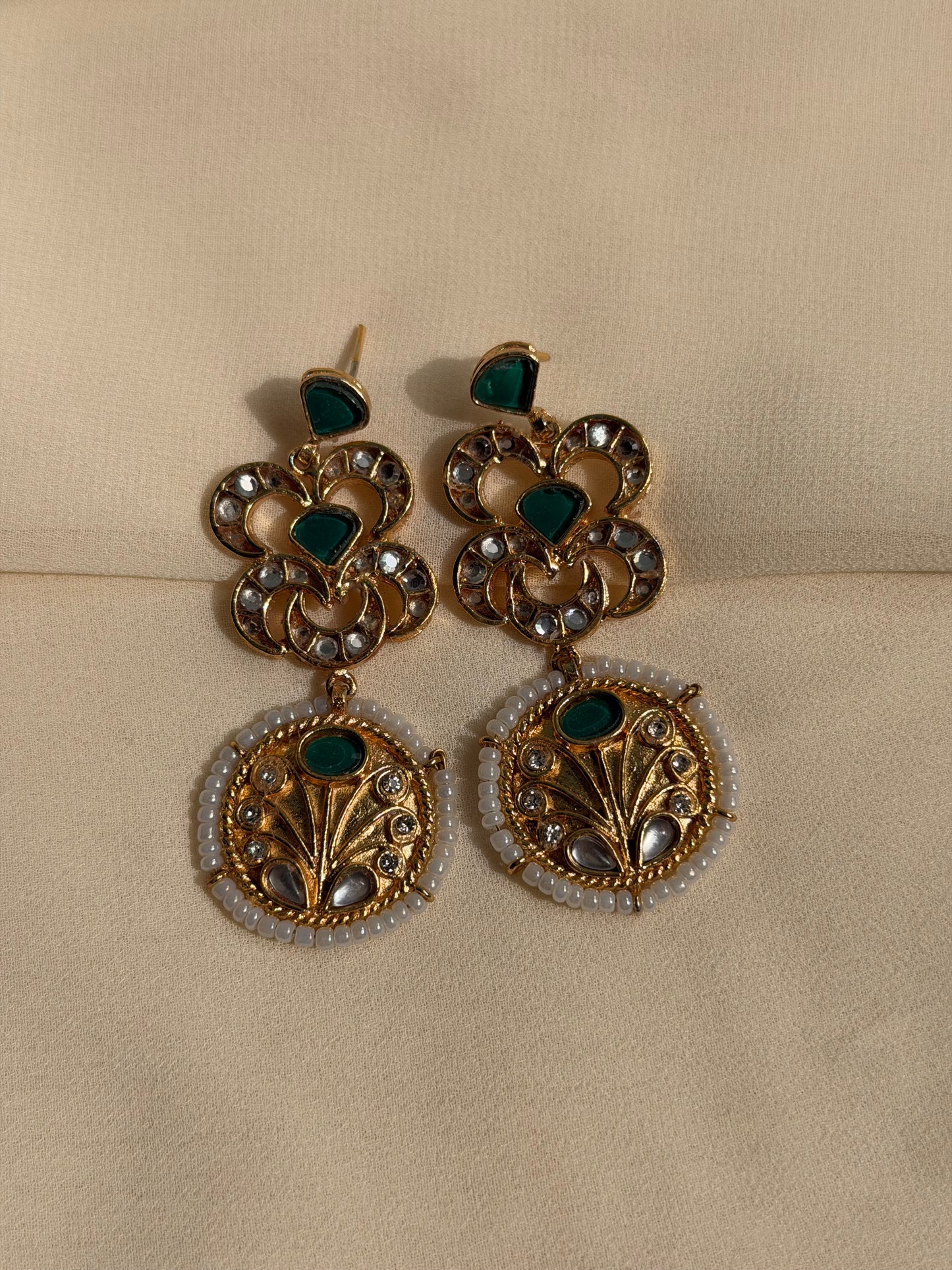 ~EMERALD MUSE KUNDAN EARRINGS~