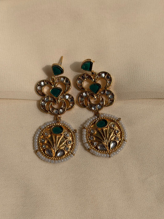 ~EMERALD MUSE KUNDAN EARRINGS~