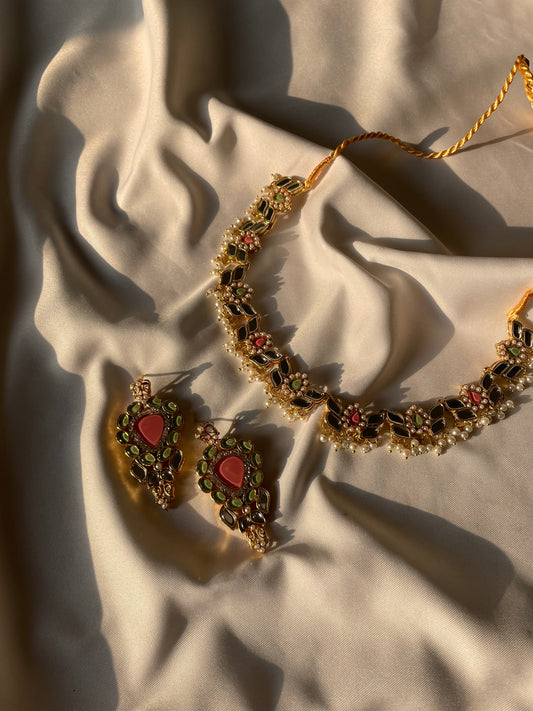 FIONA IN PINK AND PISTACHIO WITH MERAAS EARRINGS